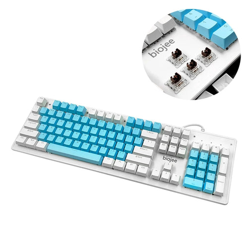 BIOJEE B104 Mechanical Keyboard 104 Keys Gaming Keyboard Brown Switch Wired Keyboard with Colorful Backlit for E-Sports - 1