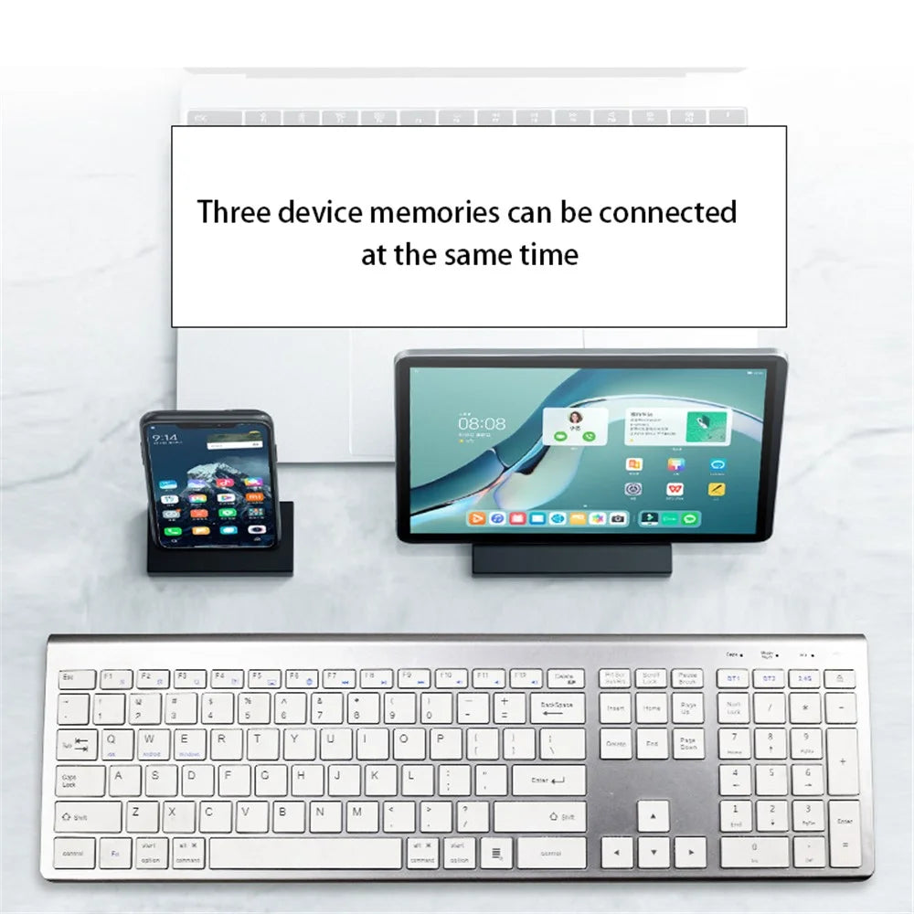 K010C 110 Keys Bluetooth-compatible 5.0 Wireless Keyboard Portable Slim Keyboard Compatible with Mac, Windows - Grey - 5