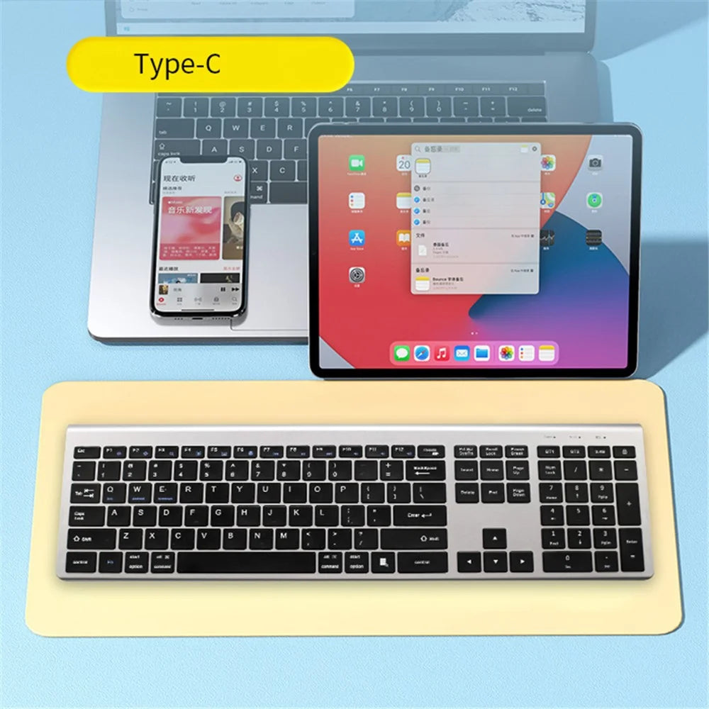 K010C 110 Keys Bluetooth-compatible 5.0 Wireless Keyboard Portable Slim Keyboard Compatible with Mac, Windows - Grey - 7