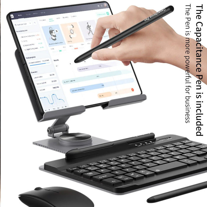For Samsung Galaxy Z Fold5 5G / Z Fold4 5G / Fold3 5G / Fold2 5G / Fold 5G Keyboard Magnetic Folding Stand with Mouse Stylus Pen - Black - 4