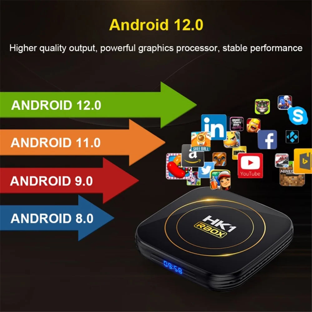 HK1 RBOX-H8S 4K Ultra HD Mini Smart TV Box 4GB+64GB Dual-band WiFi Android 12.0 TV Box - AU Plug - 4