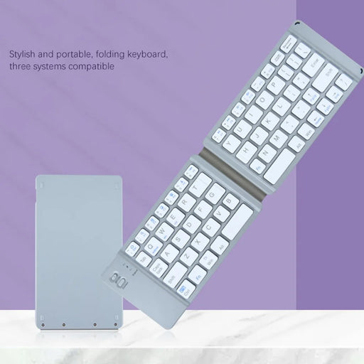 BT18 Magnetic Folding Wireless Keyboard for Cell Phones Tablets Computers Universal Bluetooth-compatible Keyboard - Grey - 2