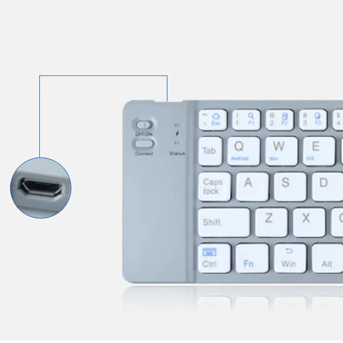 BT18 Magnetic Folding Wireless Keyboard for Cell Phones Tablets Computers Universal Bluetooth-compatible Keyboard - Grey - 6