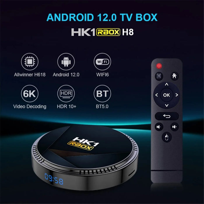 HK1 RBOX-H8-H618 4GB+128GB Set-top Box Android 12 TV Box Support 6K Video Decoding - US Plug - 2