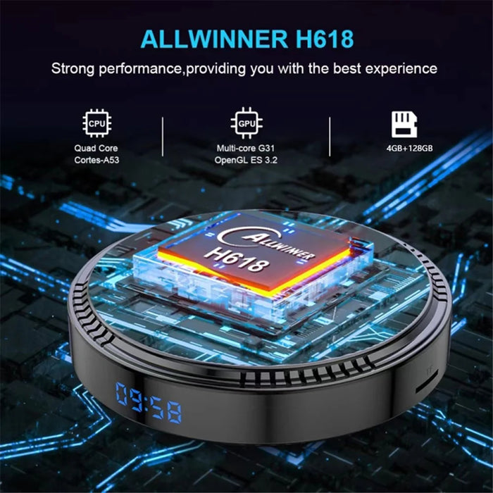 HK1 RBOX-H8-H618 4GB+128GB Set-top Box Android 12 TV Box Support 6K Video Decoding - US Plug - 3