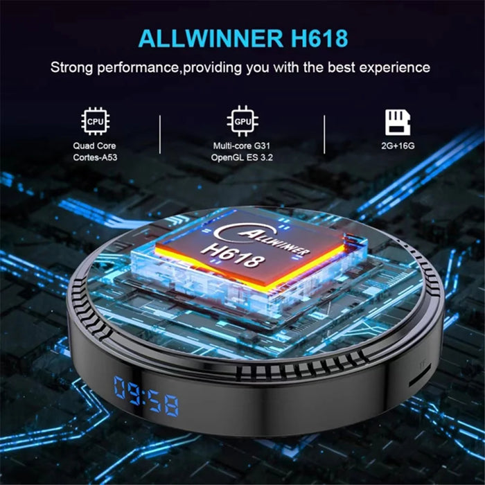 HK1 RBOX-H8-H618 2GB+16GB Mini Set-top Box Android 12 Ultra HD 4K Output TV Box Support 6K Video Decoding - US Plug - 3