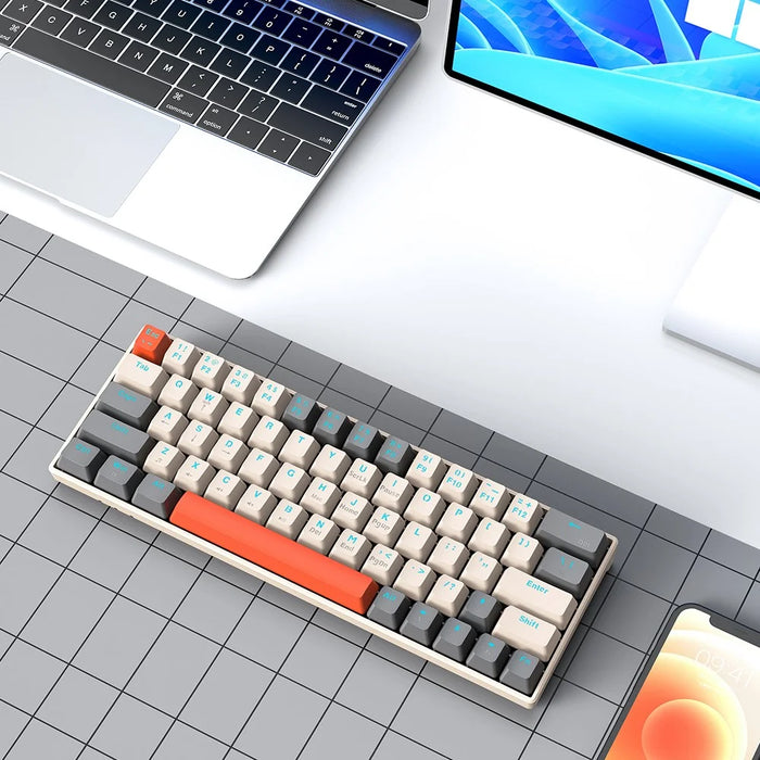 T-WOLF T60 USB Wired Gaming Keyboard RGB Backlit Mechanical Gaming Keyboard 63 Keys for Desktop PC - Mix Color - 3