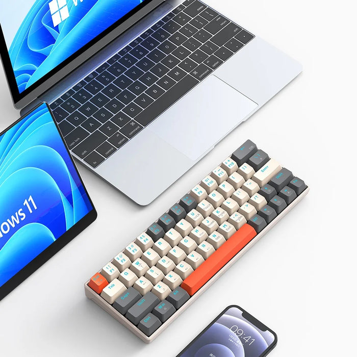T-WOLF T60 USB Wired Gaming Keyboard RGB Backlit Mechanical Gaming Keyboard 63 Keys for Desktop PC - Mix Color - 5