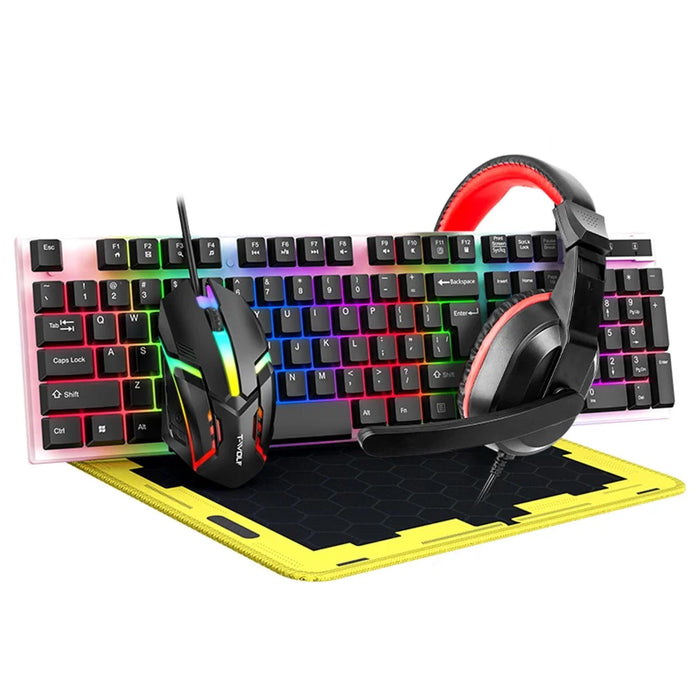 T-WOLF TF240 Wired Headphone Backlight Keyboard Mouse Set with Mouse Pad - 4
