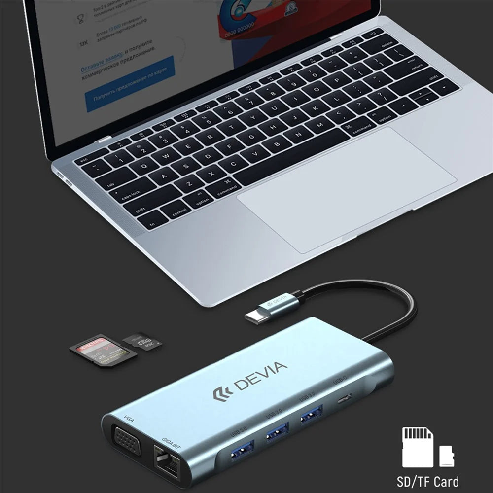 DEVIA EC607 Leopard Series 11 In 1 HUB Adapter Portable USB-C Docking Station (Updated) - 3