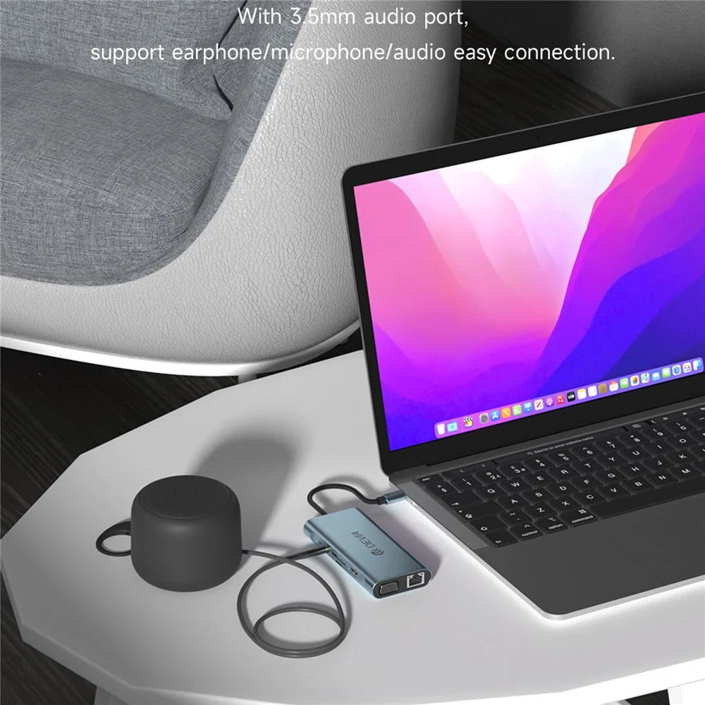 DEVIA EC607 Leopard Series 11 In 1 HUB Adapter Portable USB-C Docking Station (Updated) - 4