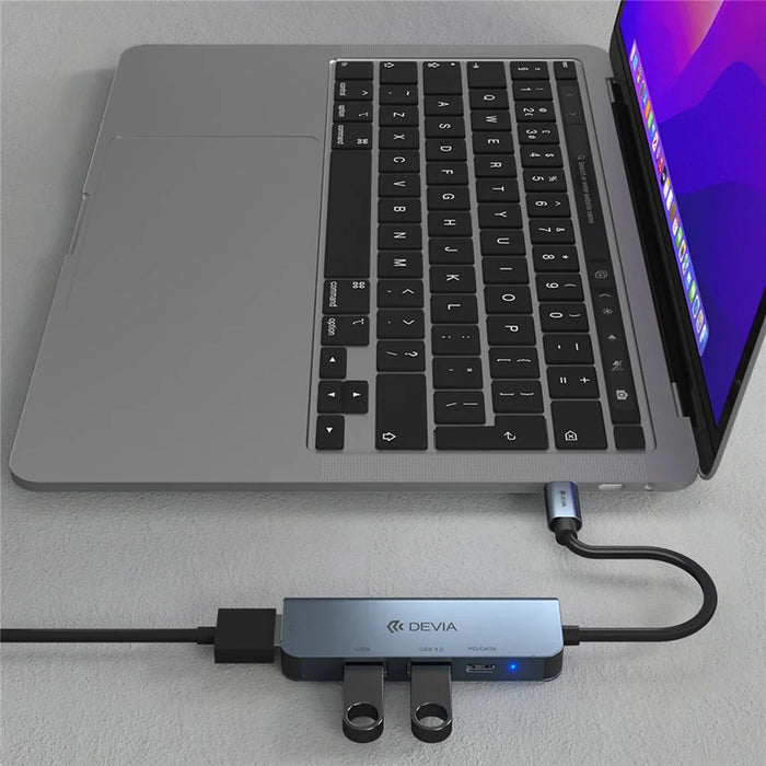 DEVIA EC136 Leopard Series 4-in-1 Hub Adapter Type-C to PD+USB2.0+USB3.0+HD Docking Station (Updated) - 6