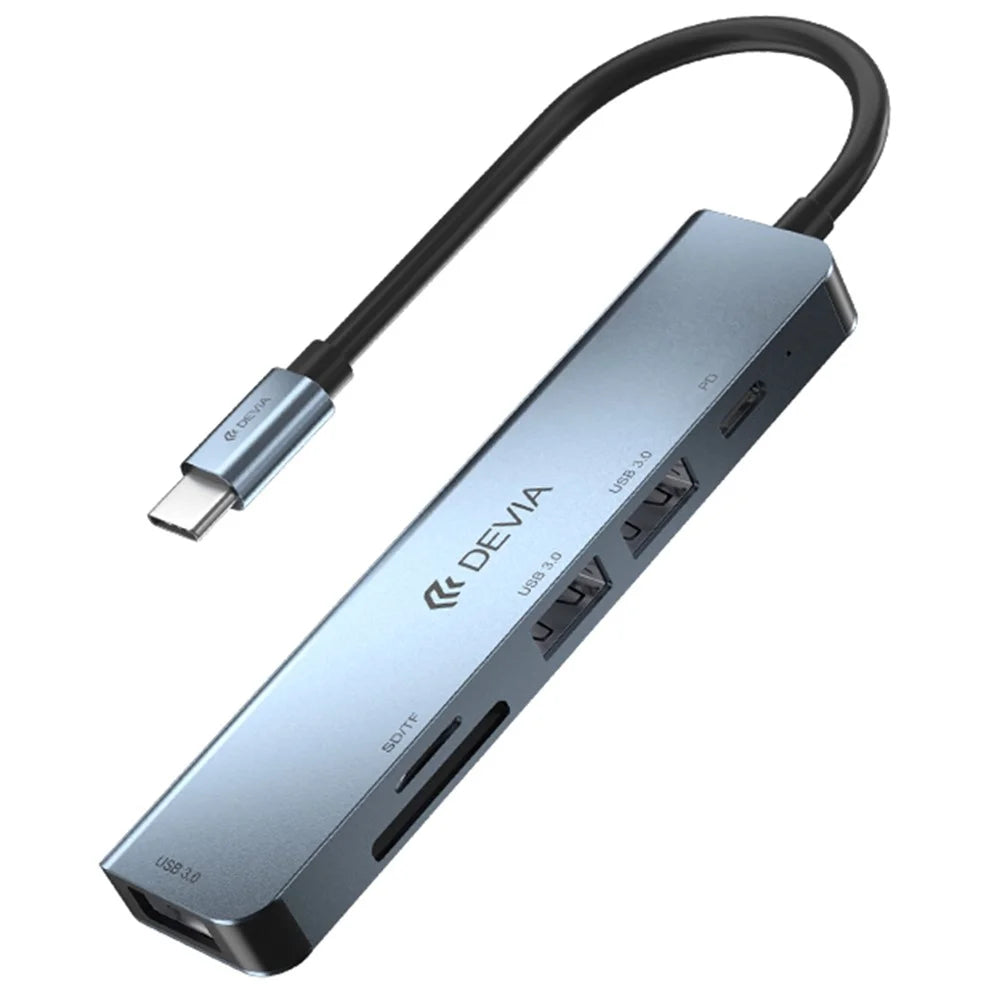DEVIA EC135 Leopard Series 5-in-1 Type-C Hub Adapter USB-C 3.1 to PD+USB3.0*3+SD / TF Docking Station (Upgraded) - 1