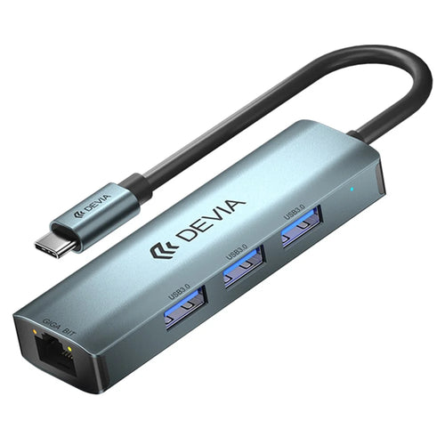 DEVIA EC621 Leopard Series USB-C Docking Station Type-C to USB3.0*3+RJ45, Mini USB 3.1 Hub (Upgraded) - 1