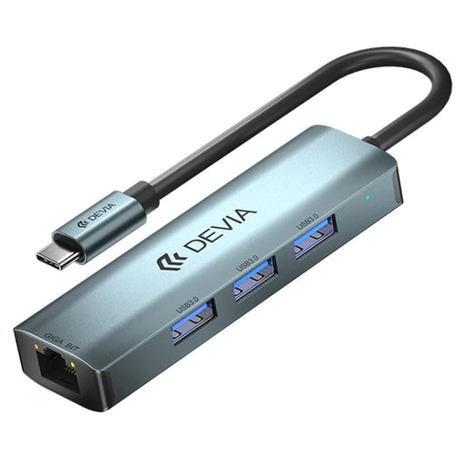 DEVIA EC621 Leopard Series USB-C Docking Station Type-C to USB3.0*3+RJ45, Mini USB 3.1 Hub (Upgraded) - 1