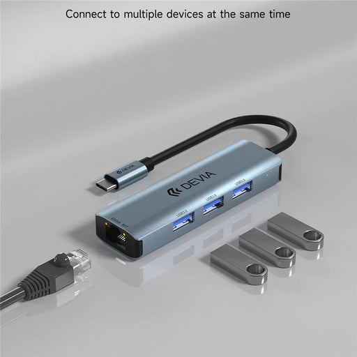 DEVIA EC621 Leopard Series USB-C Docking Station Type-C to USB3.0*3+RJ45, Mini USB 3.1 Hub (Upgraded) - 2