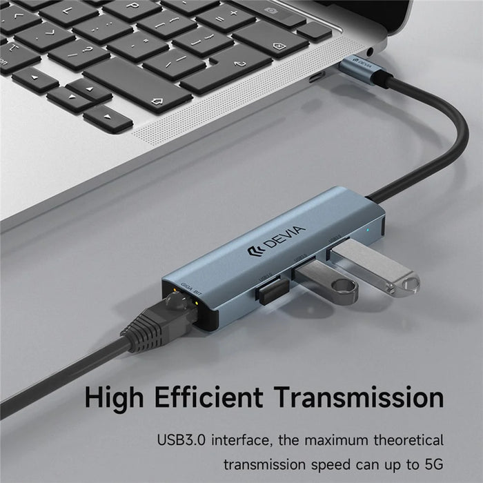 DEVIA EC621 Leopard Series USB-C Docking Station Type-C to USB3.0*3+RJ45, Mini USB 3.1 Hub (Upgraded) - 3