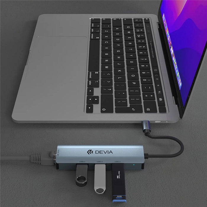 DEVIA EC621 Leopard Series USB-C Docking Station Type-C to USB3.0*3+RJ45, Mini USB 3.1 Hub (Upgraded) - 4