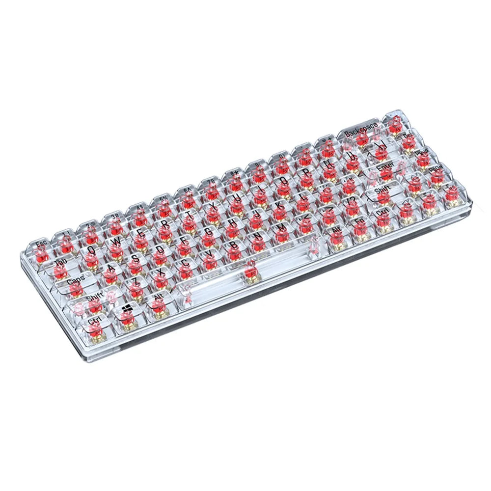 T-WOLF T40 150cm Wired Mechanical Keyboard with Clear Keycaps - Transparent Red - 1