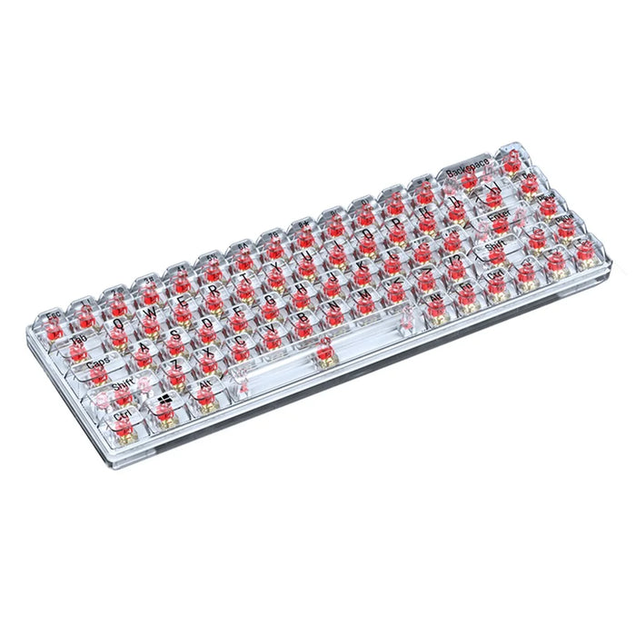 T-WOLF T40 150cm Wired Mechanical Keyboard with Clear Keycaps - Transparent Red - 1