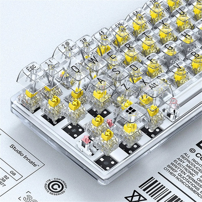 T-WOLF T40 150cm Wired Mechanical Keyboard with Clear Keycaps - Transparent Red - 3