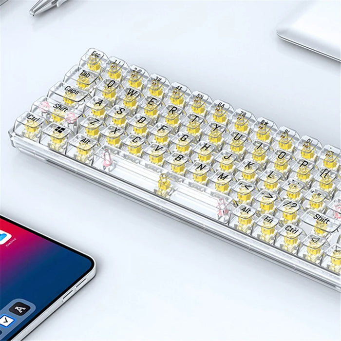T-WOLF T40 150cm Wired Mechanical Keyboard with Clear Keycaps - Transparent Red - 5