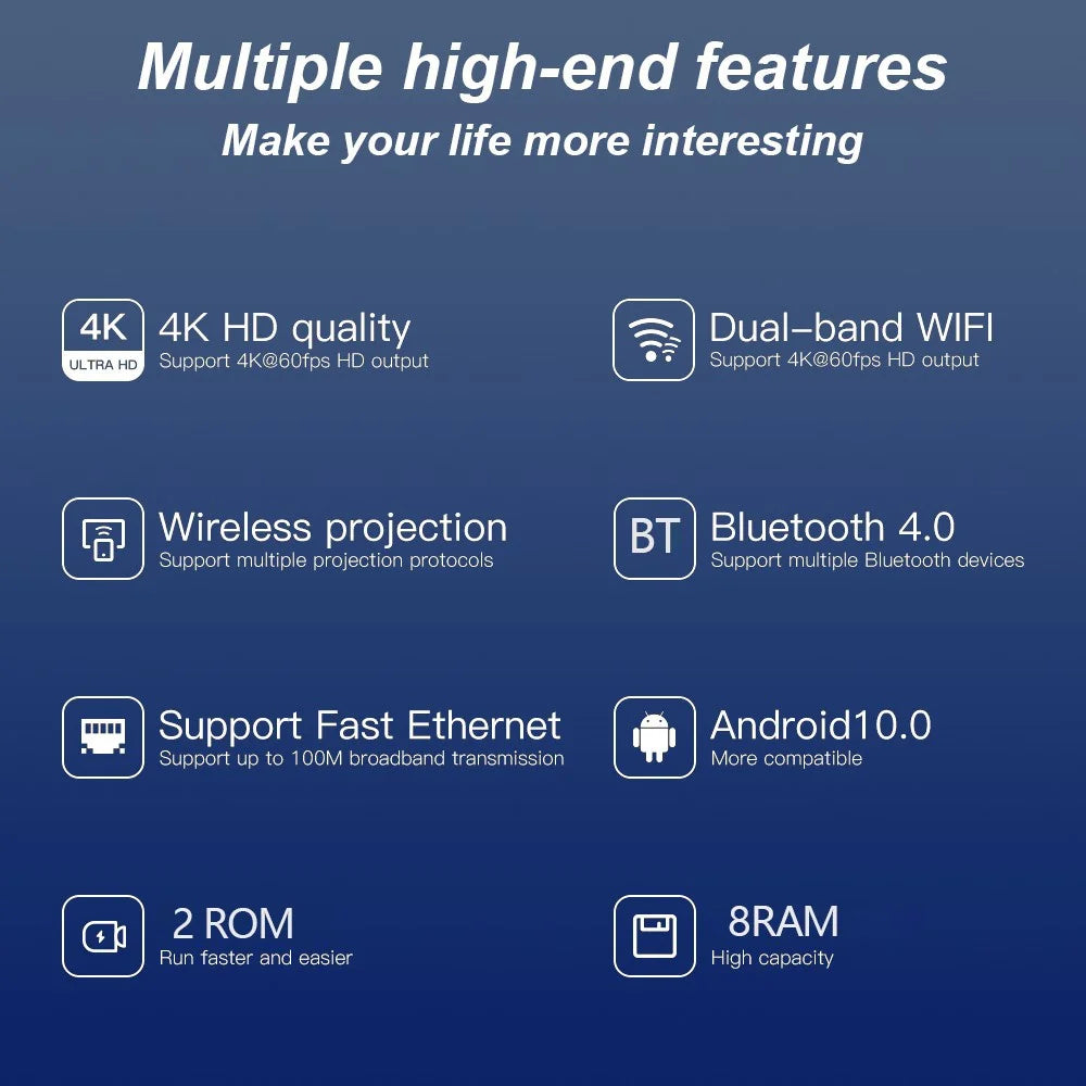 H20 Pro 2+8GB Quad Core CPU H313 TV Box Dual Band WiFi 4K Ultra HD Player - 4