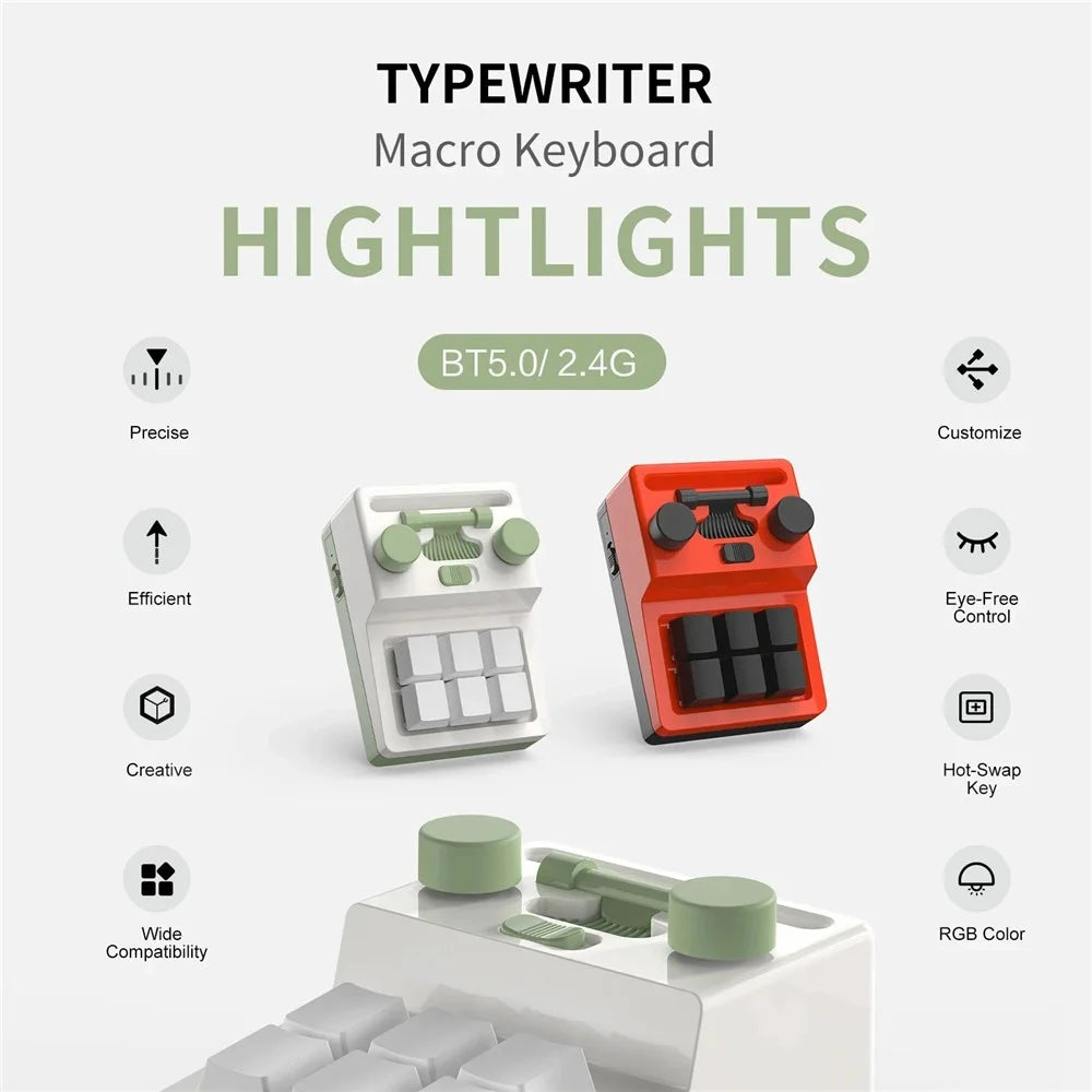 230104-6 Bluetooth-compatible Mechanical Macropad Mini RGB Keyboard Programming Photoshop Gaming Keypad - Green - 3