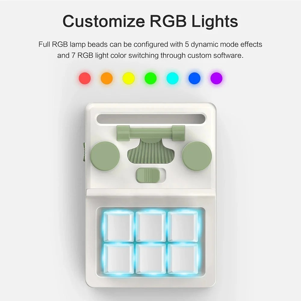 230104-6 Bluetooth-compatible Mechanical Macropad Mini RGB Keyboard Programming Photoshop Gaming Keypad - Green - 7