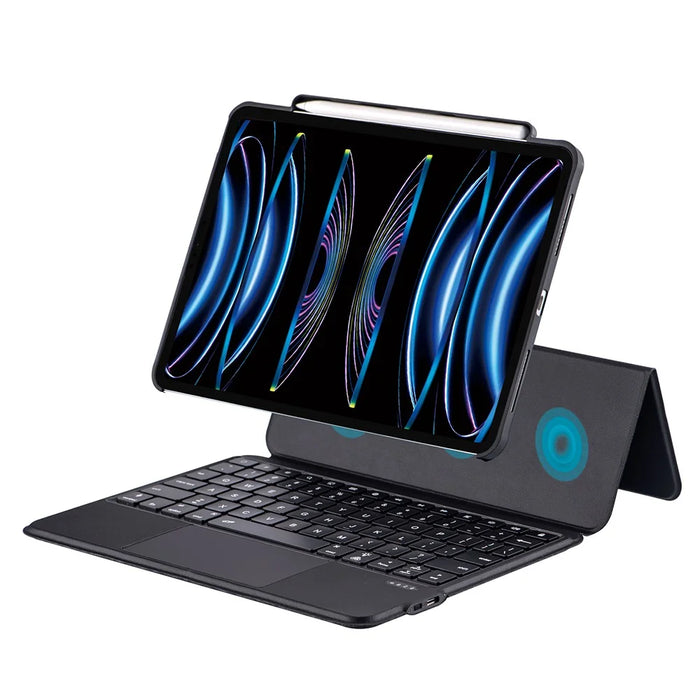 For iPad Air (2022)(2020) / iPad Pro 11 (2022)(2021)(2020)(2018) Bluetooth-compatible Keyboard Tablet Stand Leather Case - Black - 2