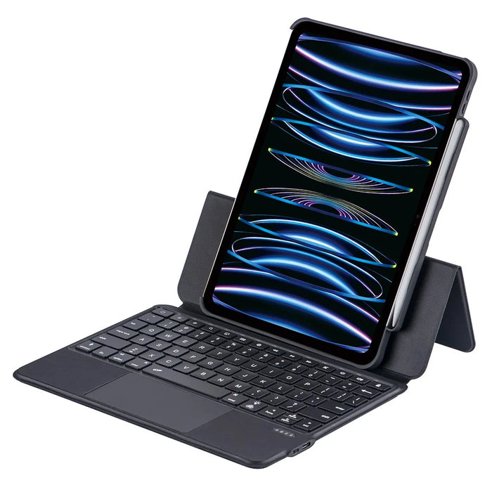 For iPad Air (2022)(2020) / iPad Pro 11 (2022)(2021)(2020)(2018) Bluetooth-compatible Keyboard Tablet Stand Leather Case - Black - 3