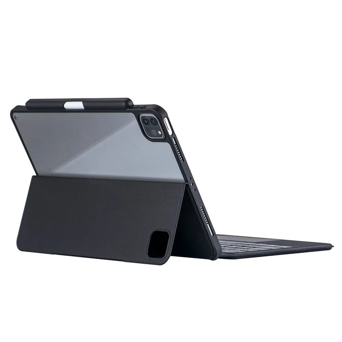 For iPad Air (2022)(2020) / iPad Pro 11 (2022)(2021)(2020)(2018) Bluetooth-compatible Keyboard Tablet Stand Leather Case - Black - 6