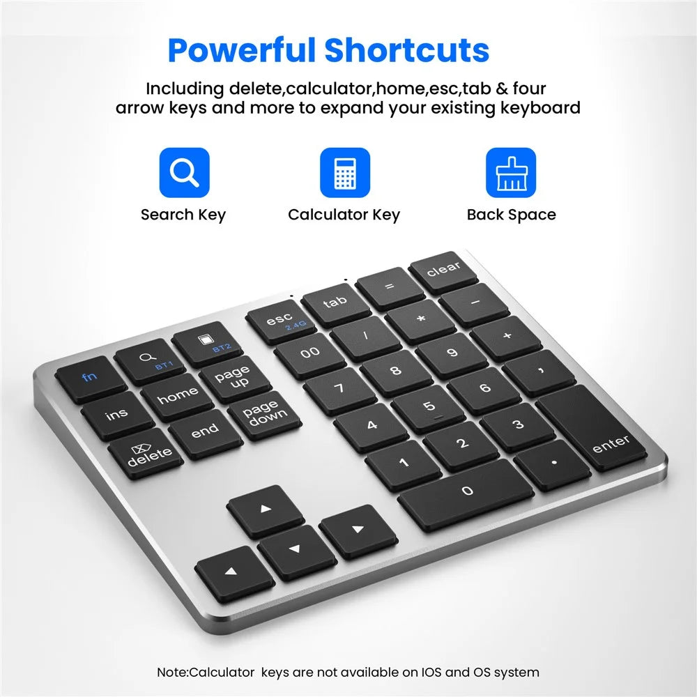 K-35 Bluetooth-compatible Keypad Slim 35-Keys 2.4G+Bluetooth-compatible Dual Mode Keyboard - Black Gray - 3