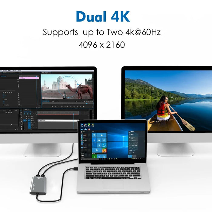 WAVLINK UTA21D Thunderbolt 3 Type-C to Dual DisplayPort Adapter DP 4K / 5K / 8K Video Display Converter - 5