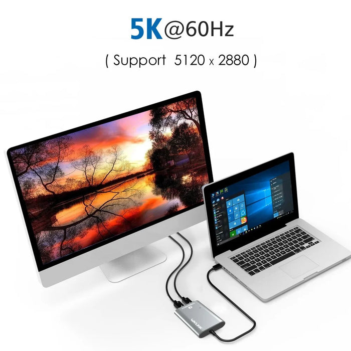 WAVLINK UTA21D Thunderbolt 3 Type-C to Dual DisplayPort Adapter DP 4K / 5K / 8K Video Display Converter - 6