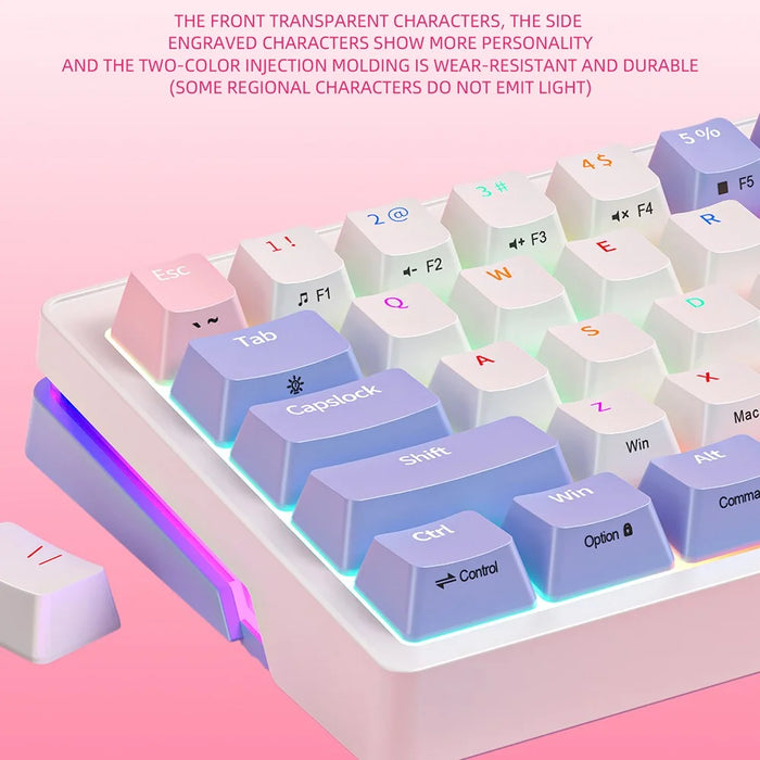 ZA68 Computer Laptop Gaming Keyboard Wired RGB Light 68-Key Mechanical Keyboard - Style A - 3