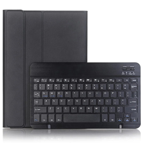 A13B For iPad Pro 11 (2024) Leather+TPU Tablet Cover Bluetooth-compatible Keyboard Case with Pen Slot - Black - 1