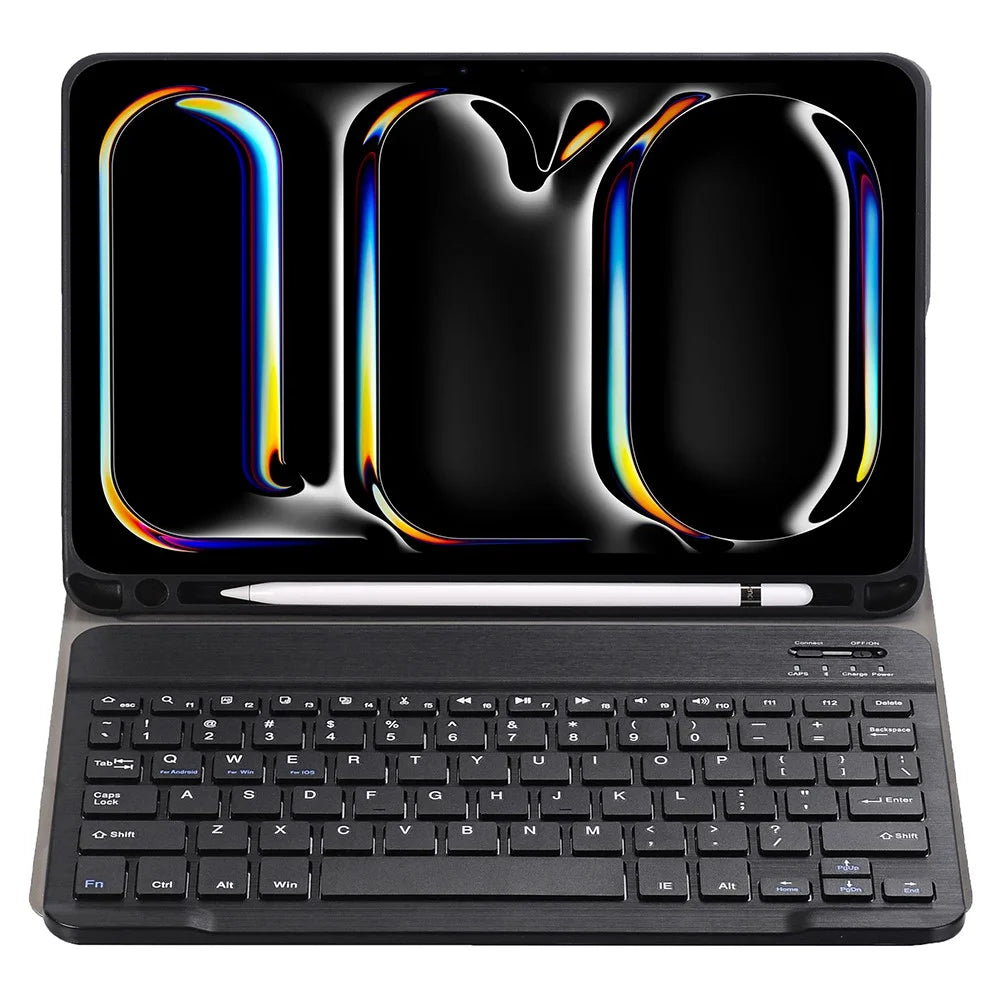 A13B For iPad Pro 11 (2024) Leather+TPU Tablet Cover Bluetooth-compatible Keyboard Case with Pen Slot - Black - 3