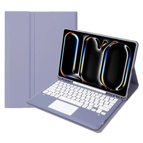 A14B-A For iPad Pro 13 (2025) / (2024) Detachable Leather Tablet Case with Bluetooth-compatible Keyboard, Pen Slot - Dark Purple - 1