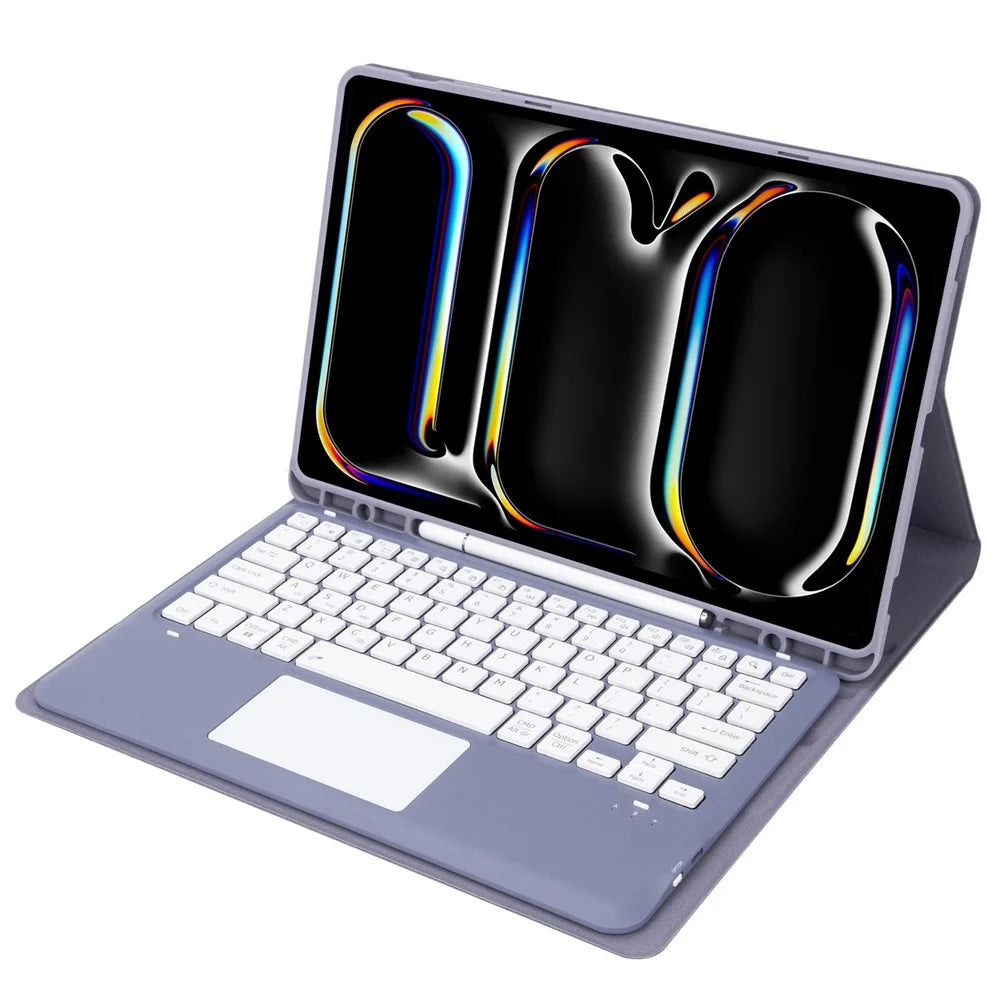 A14B-A For iPad Pro 13 (2025) / (2024) Detachable Leather Tablet Case with Bluetooth-compatible Keyboard, Pen Slot - Dark Purple - 4