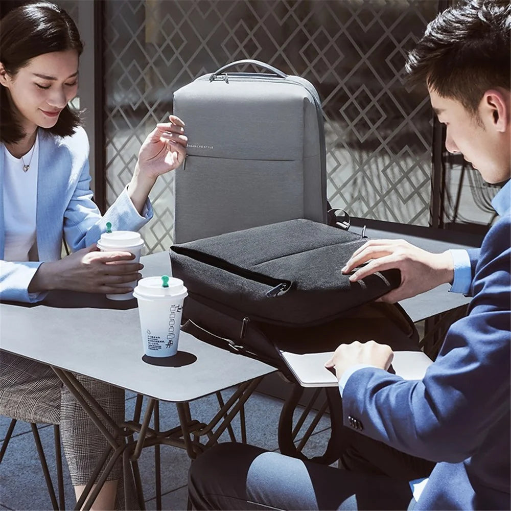 XIAOMI Minimalist Business OL Backpack Multifunctional Shoulders Backpack (Chinese Version) - Dark Grey - 4