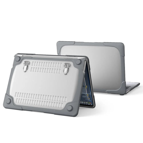 Two-Piece Plastic + TPU Protective Case Shell with Stand Design for MacBook Pro 13 inch (2020) A2251 / A2289 / A2338 (M1 / M2)   - Grey - 1