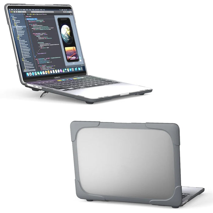 Two-Piece Plastic + TPU Protective Case Shell with Stand Design for MacBook Pro 13 inch (2020) A2251 / A2289 / A2338 (M1 / M2)   - Grey - 2