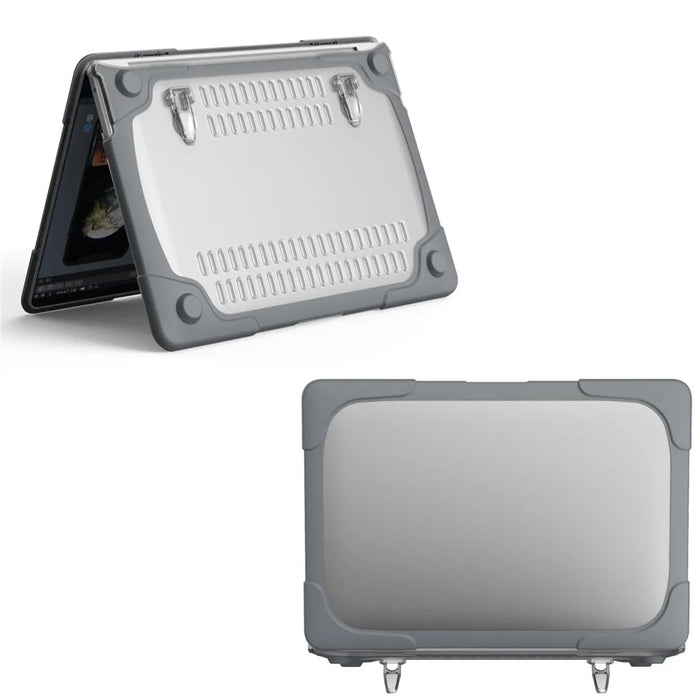 Two-Piece Plastic + TPU Protective Case Shell with Stand Design for MacBook Pro 13 inch (2020) A2251 / A2289 / A2338 (M1 / M2)   - Grey - 3