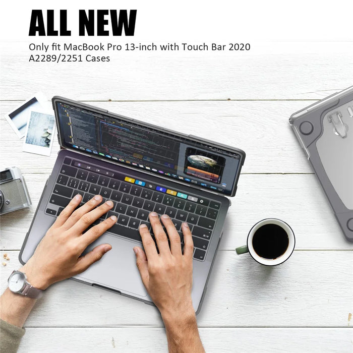 Two-Piece Plastic + TPU Protective Case Shell with Stand Design for MacBook Pro 13 inch (2020) A2251 / A2289 / A2338 (M1 / M2)   - Grey - 6