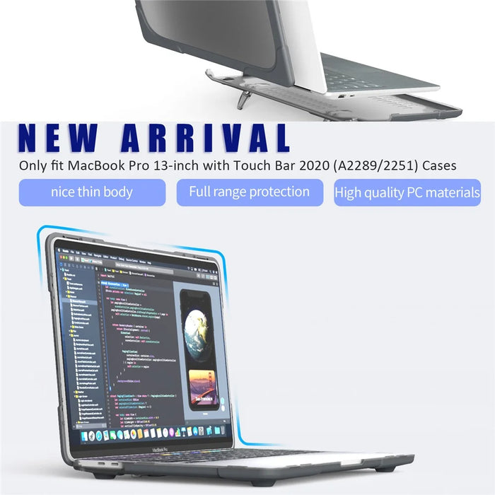 Two-Piece Plastic + TPU Protective Case Shell with Stand Design for MacBook Pro 13 inch (2020) A2251 / A2289 / A2338 (M1 / M2)   - Grey - 7