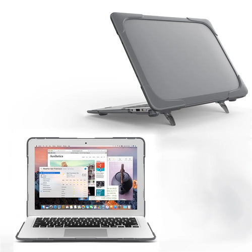 Transparent PC+TPU Hybrid Protective Case for MacBook Air 13" (A1932 / A2179) 2018 / 2019 / 2020 - Grey - 1