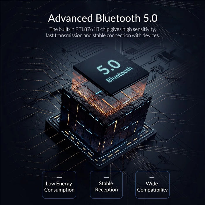 ORICO BTA-508 USB Bluetooth-compatible 5.0 Adapter Mini Wireless Dongle for PC Laptop - Black - 5