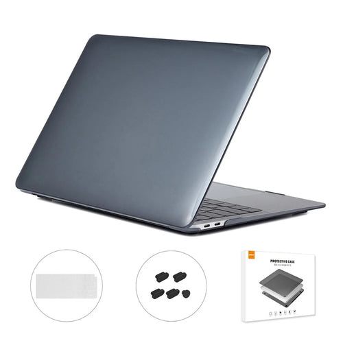 ENKAY HAT PRINCE for MacBook Air 13 inch (2020) A2179 / A2337 (EU Version) 3-In-1 Crystal Hard Laptop Case + TPU Keyboard Cover + Dustproof Plug - Black - 1