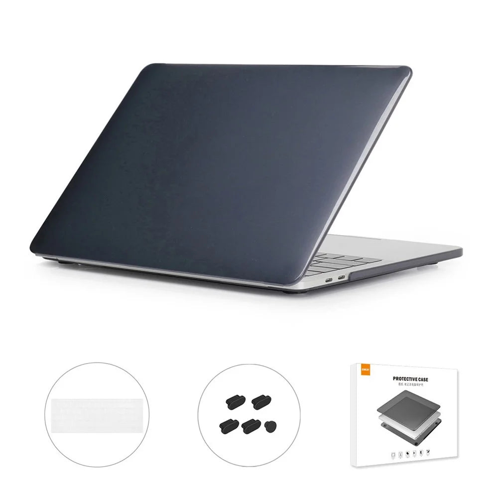 ENKAY PC Cover + Keyboard Protector + Anti-Dust Plugs for MacBook Pro 13 inch with Touch Bar (2016) A1706/(2018) A1989/(2019) A2159 (EU Version) - Black - 1